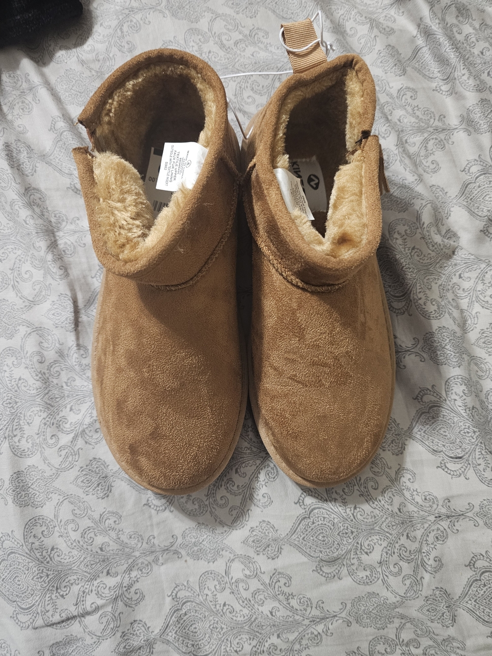 Women's Faux-Suede Ankle Booties in Tan with Plush Lining